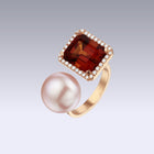 ROYAL PEARL RING-citrine madeira and pearl