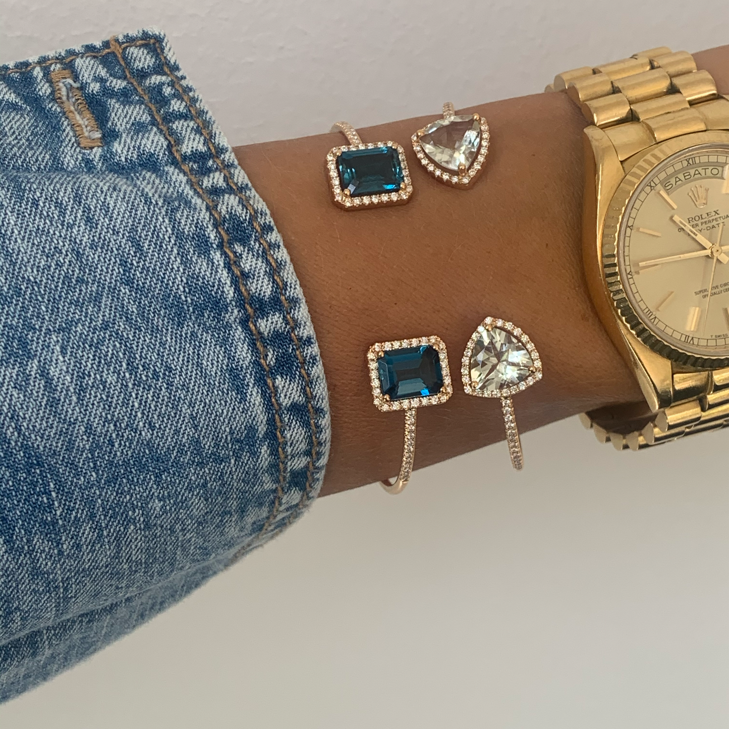 TRIANGLE ECLIPSE BRACELET-sky topaz