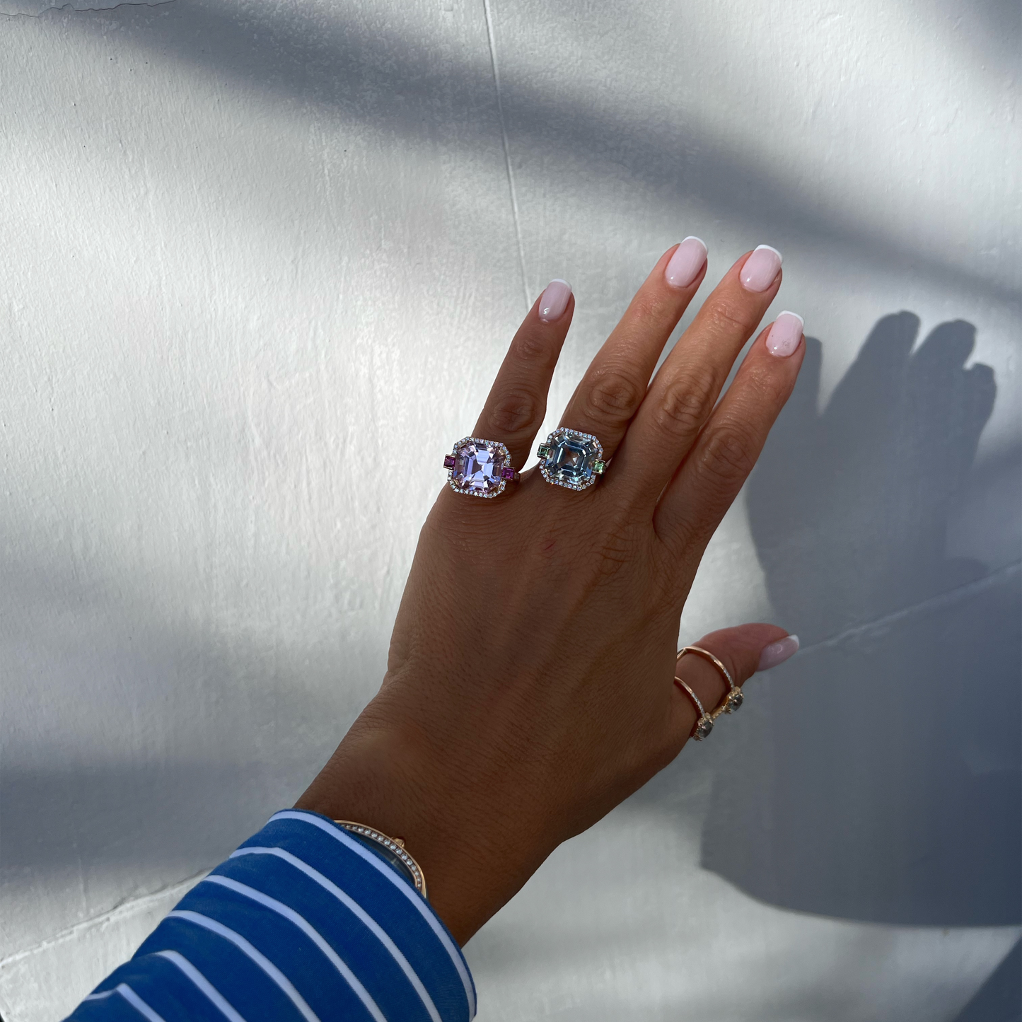 HERITAGE ASSCHER-kunzit and rhodolite