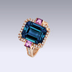 HERITAGE RING-london blue topaz and rhodolite