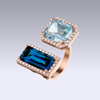 DOUBLE VELVET RING-london blue topaz and sky topaz