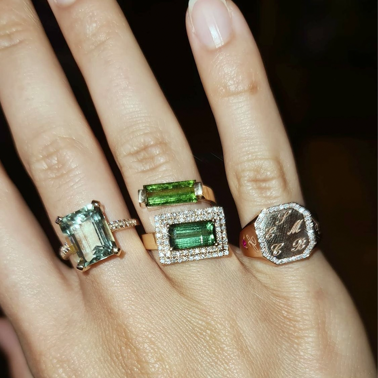 VINTAGE RING-green tourmaline