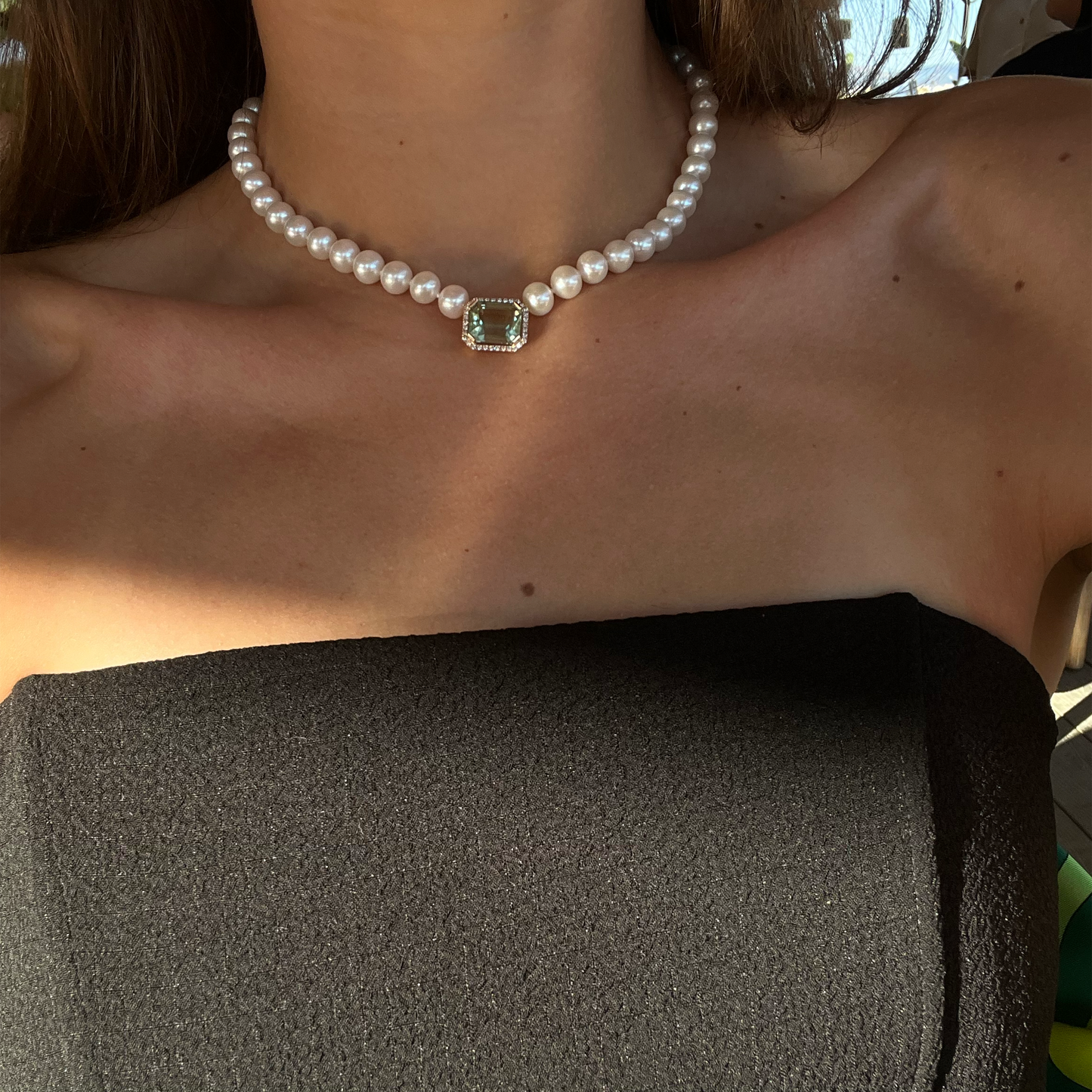 PEARL NECKLACE-prasiolite