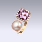 ROYAL PEARL RING-pink amethyst and pearl
