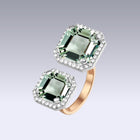 DOUBLE VELVET ASSCHER RING-prasiolite