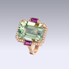 MANHATTAN LARGE RING-prasiolite and rhodolite