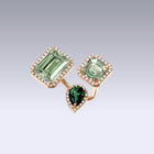 TRIPLE VELVET RING-prasiolite and green tourmaline