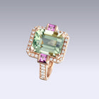 HERITAGE RING-prasiolite and rhodolite