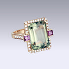 HERITAGE LARGE RING-prasiolite and rhodolite