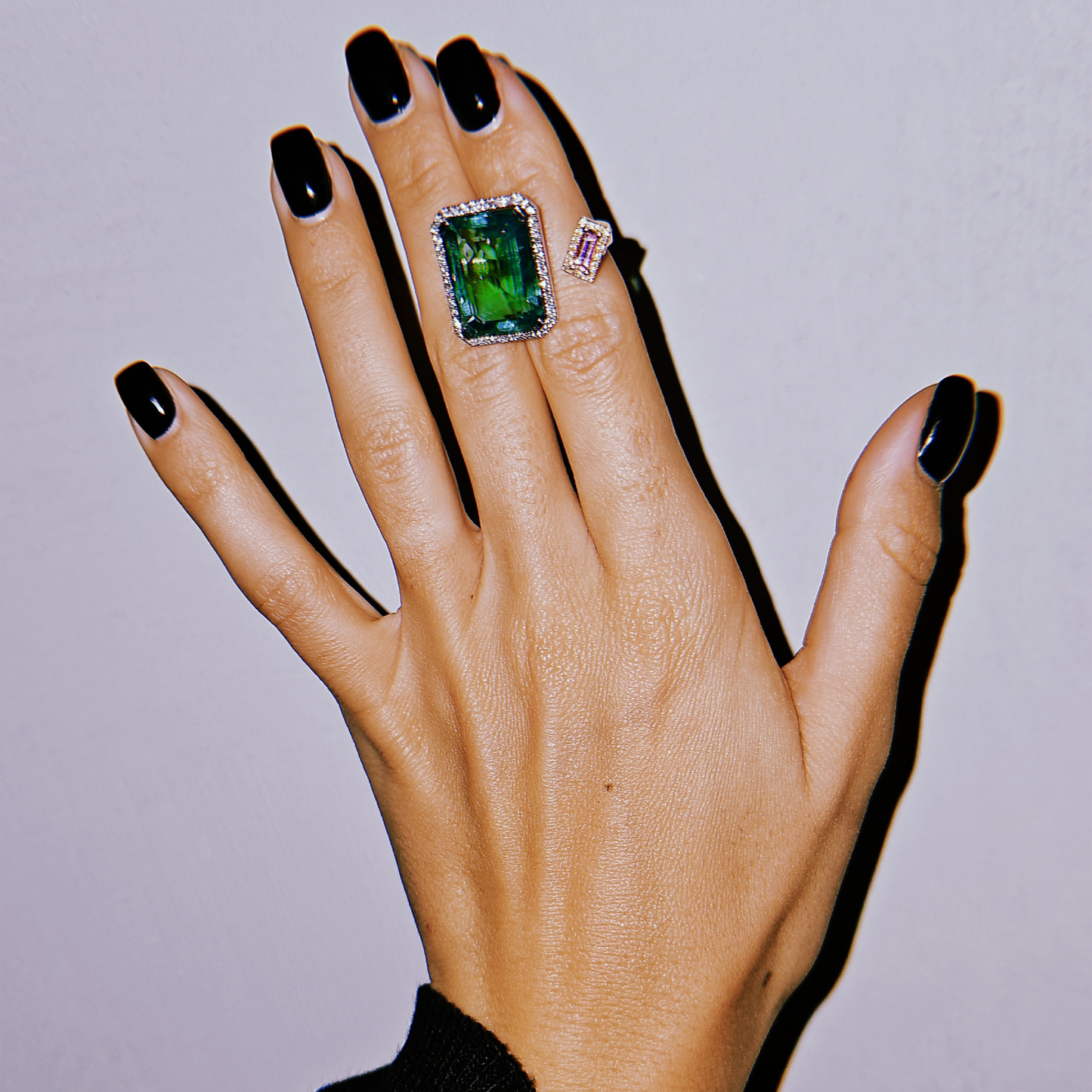 ULTRA RING-jadeite and pink tourmaline