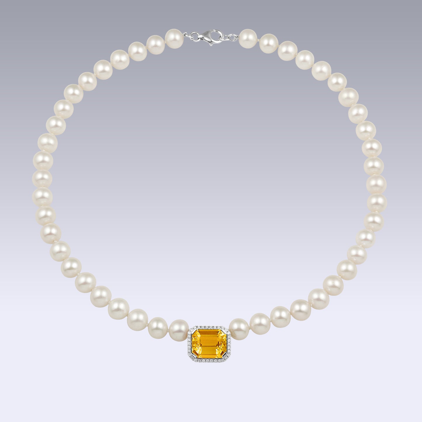 PEARL NECKLACE-golden citrine