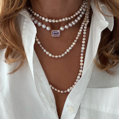 PEARL LAVENDER NECKLACE-pink amethyst