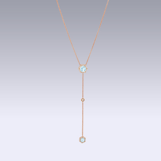ISABELLE HEXA NECKLACE-aquamarine