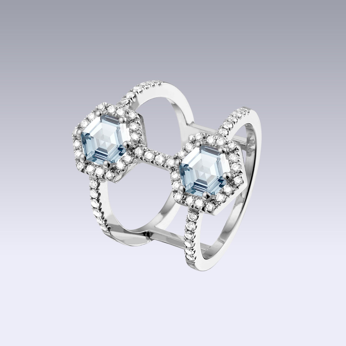 DOUBLE HAXA RING-aquamarine