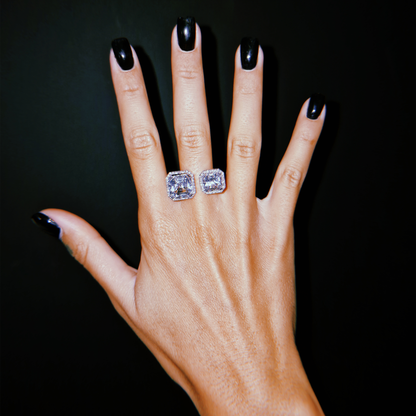 DOUBLE VELVET ASSCHER RING-prasiolite