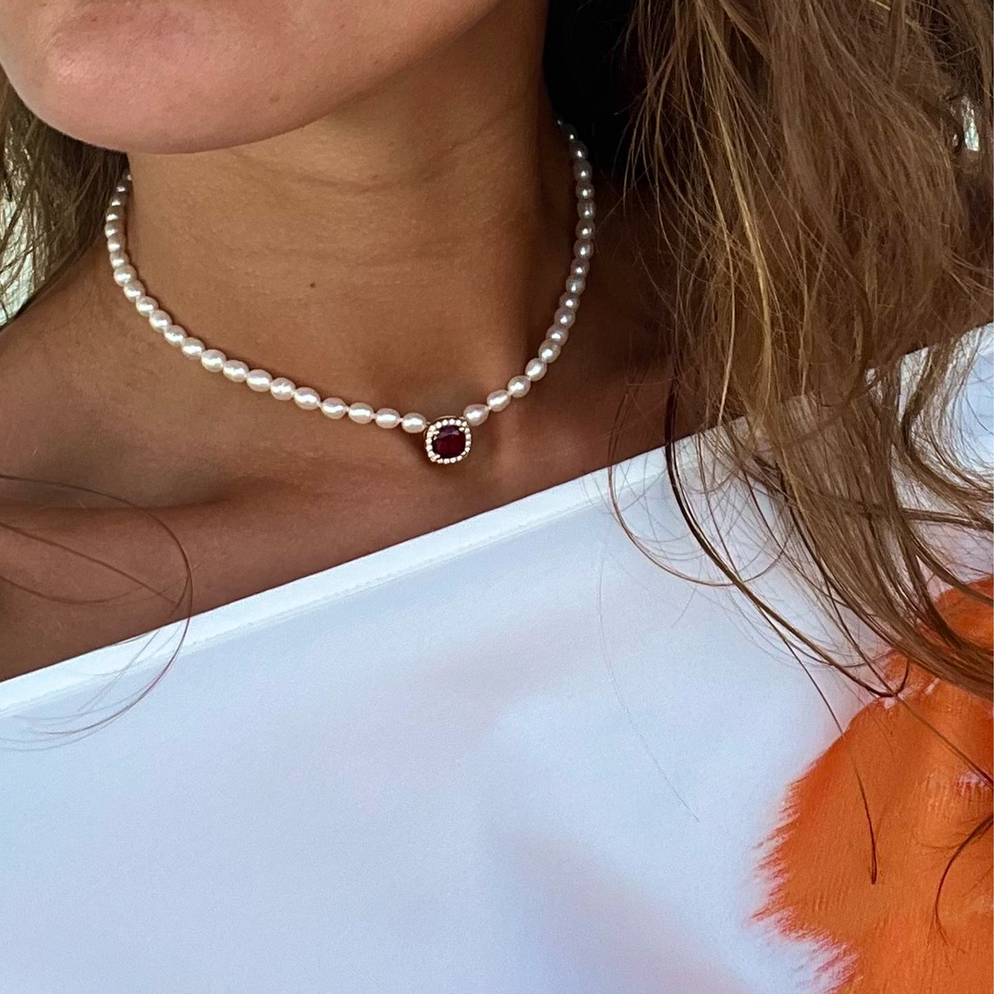 BABY PEARL CHOCKER-garnet