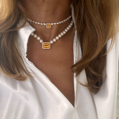 BABY PEARL CHOCKER-golden citrine
