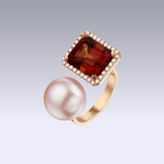 ROYAL PEARL RING-citrine madeira and pearl