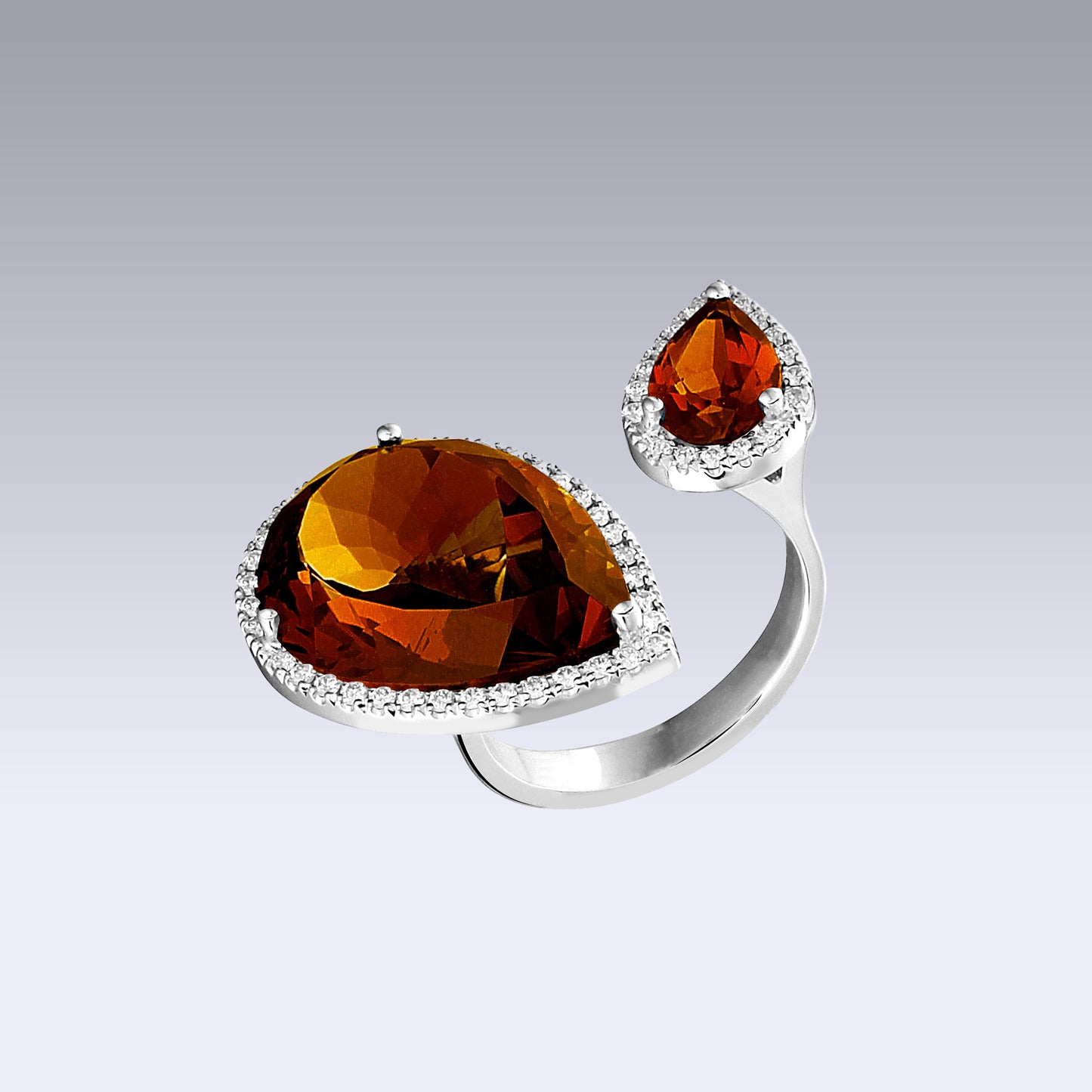 DOUBLE DROP RING-citrine madeira