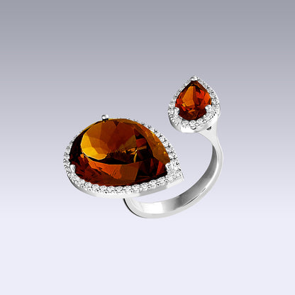 DOUBLE DROP RING-citrine madeira