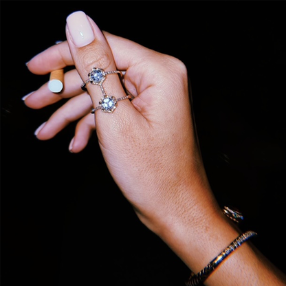 DOUBLE HAXA RING-aquamarine