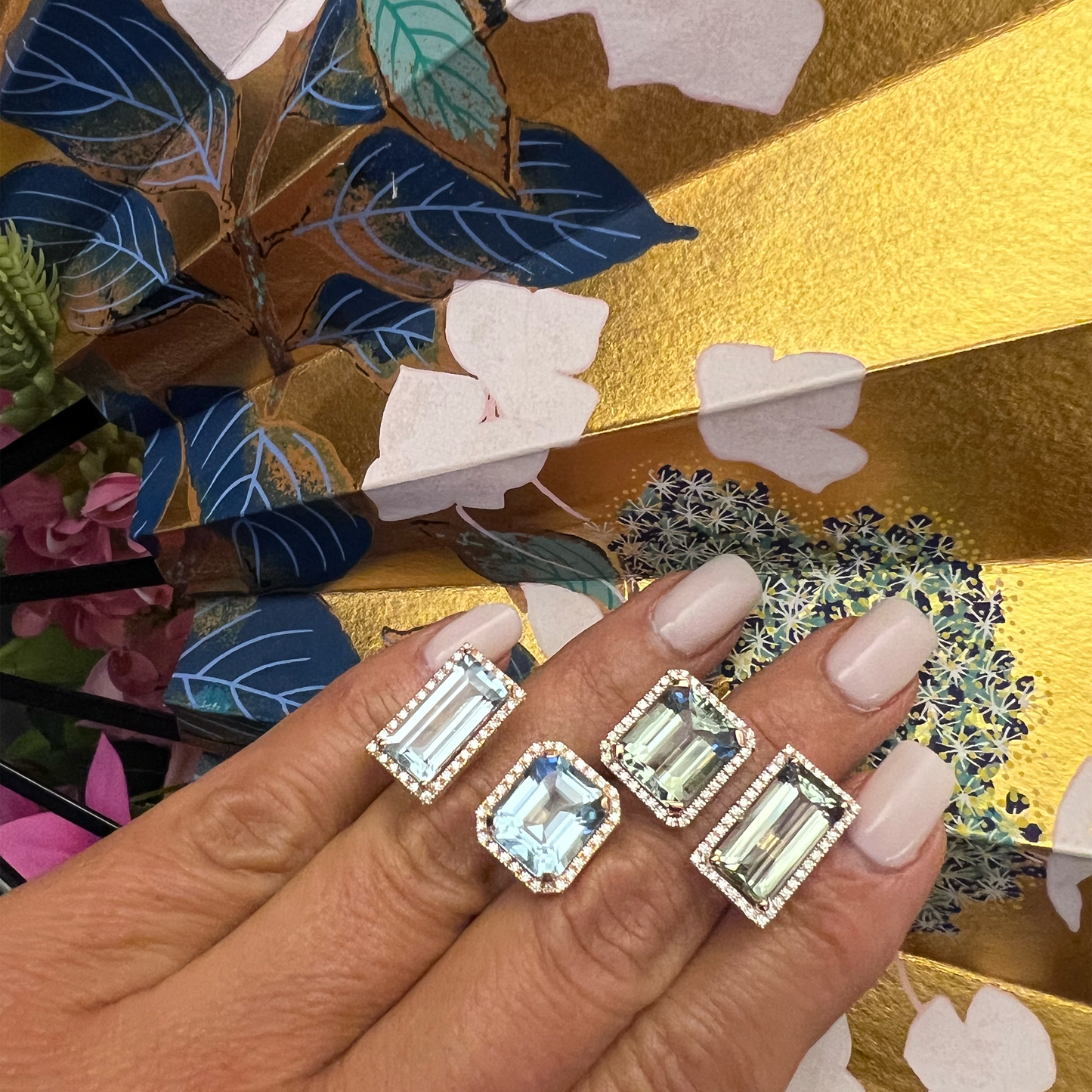 DOUBLE VELVET RING-prasiolite