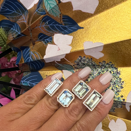 DOUBLE VELVET RING-prasiolite