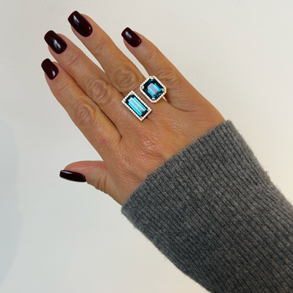 DOUBLE VELVET RING-london blue topaz