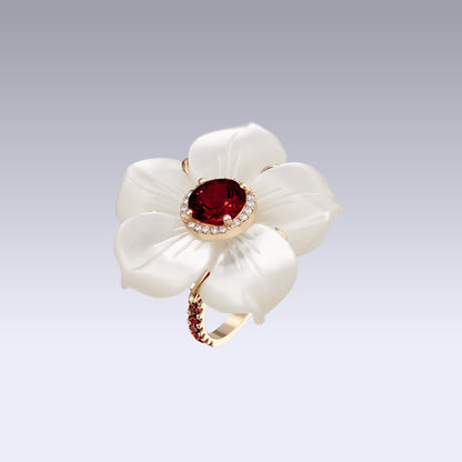 CAMELIA RING-garnet