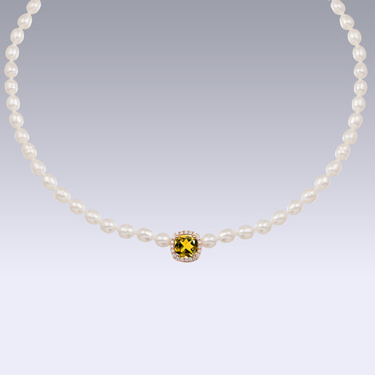 BABY PEARL CHOCKER-golden citrine