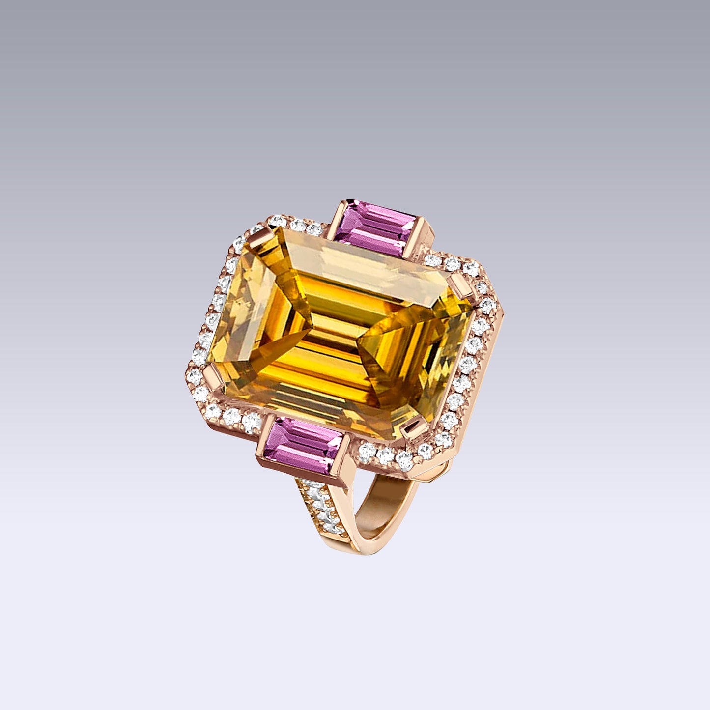 MANHATTAN LARGE RING-golden citrine