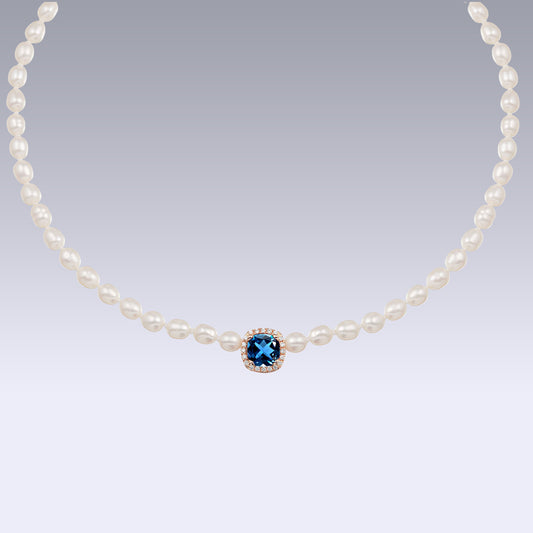 BABY PEARL CHOCKER-london blue topaz