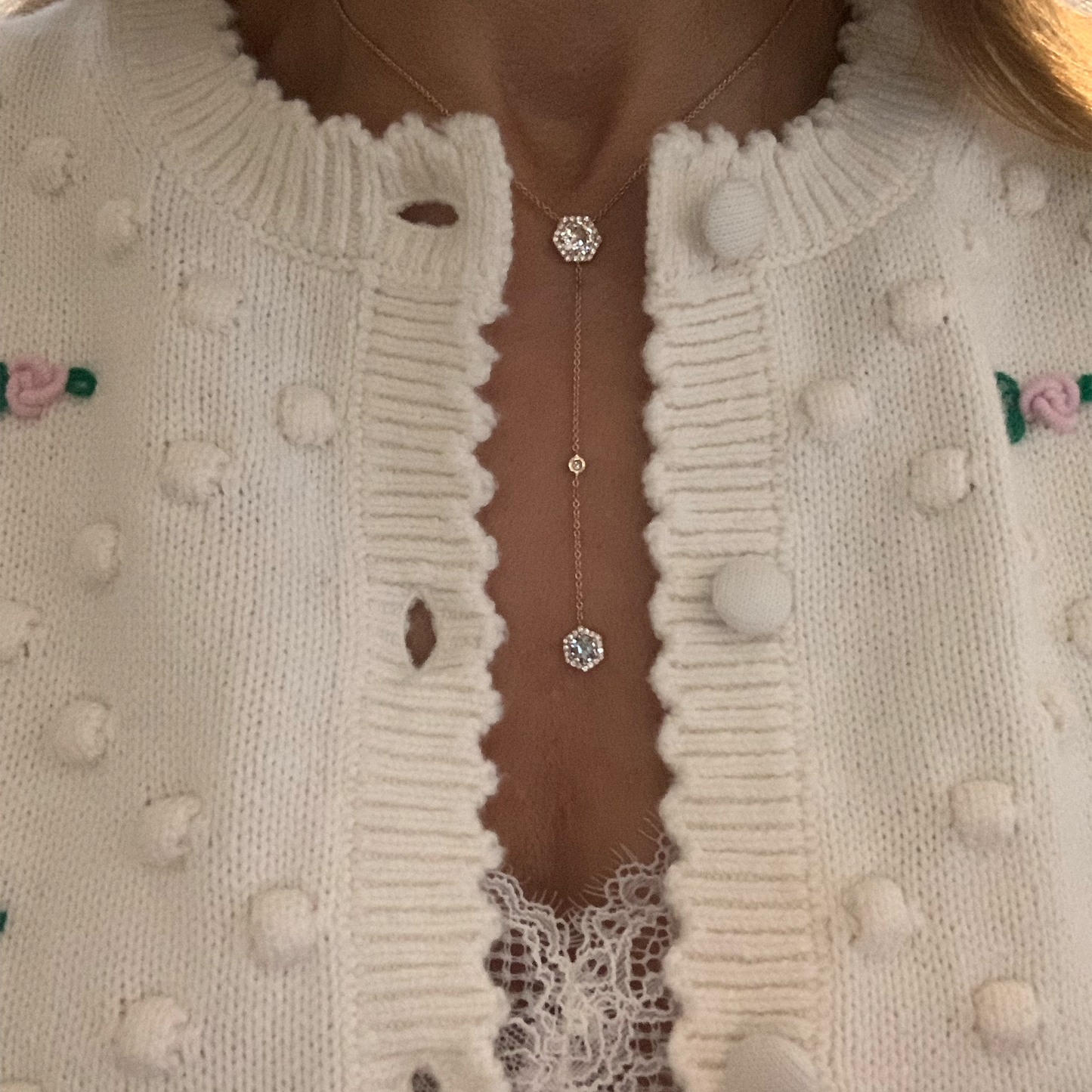 ISABELLE HEXA NECKLACE-aquamarine
