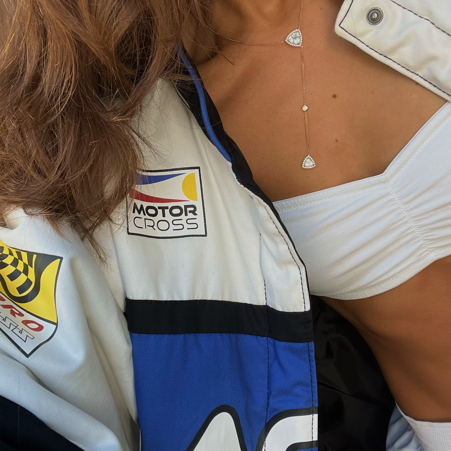 ISABELLE TRIANGLE NECKLACE-sky topaz