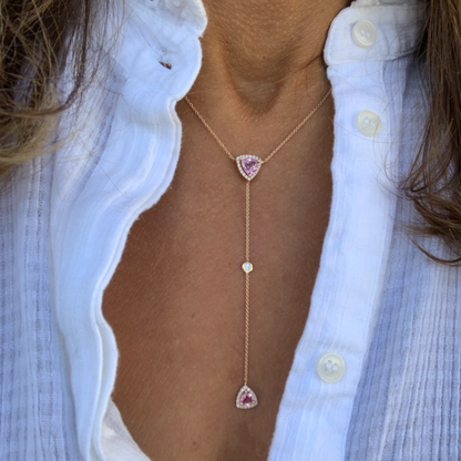 ISABELLE TRIANGLE NECKLACE-pink amethyst