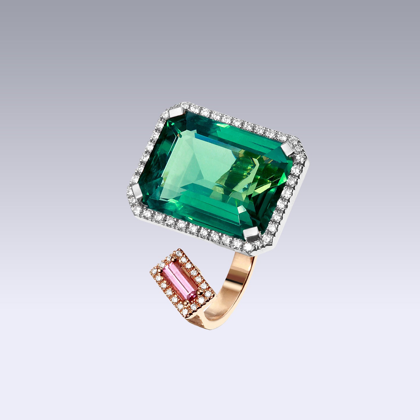 ULTRA RING-jadeite and pink tourmaline