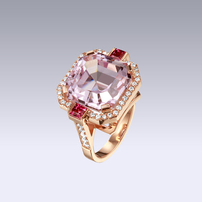 HERITAGE ASSCHER-kunzit and rhodolite