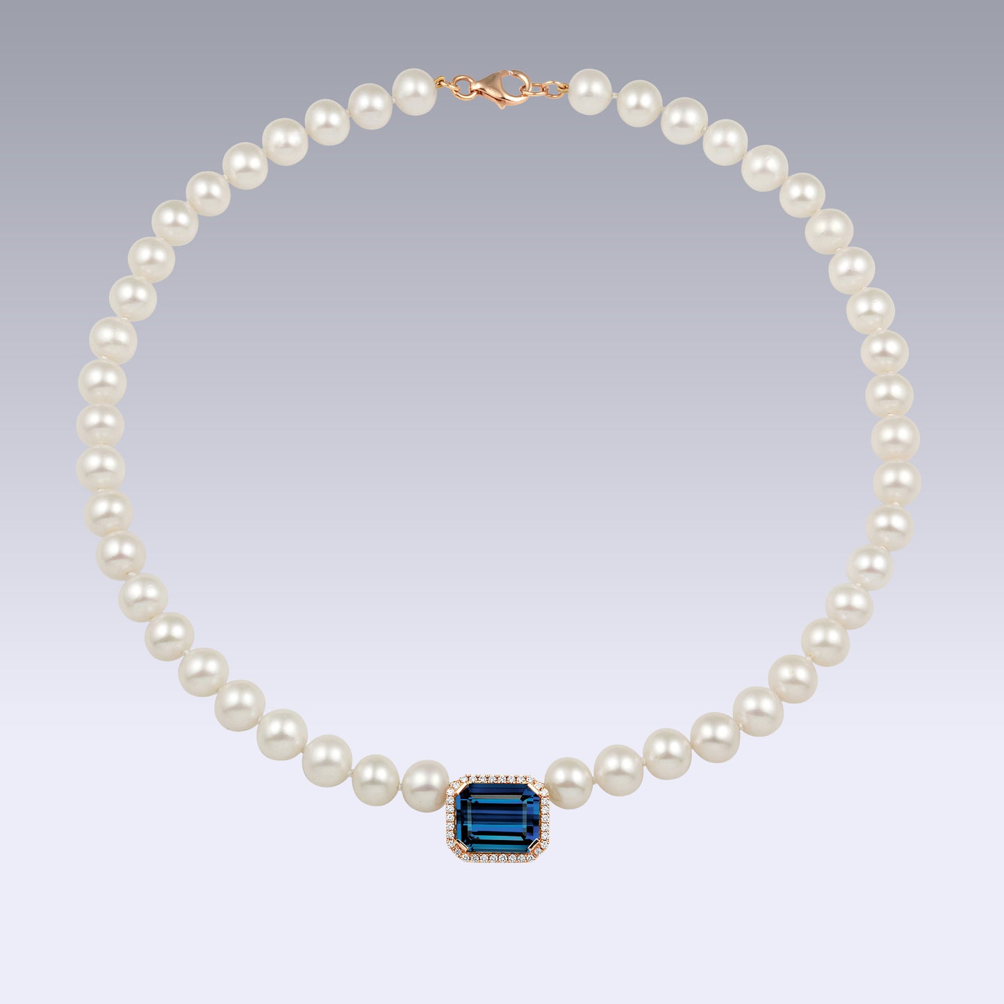 PEARL NECKLACE-london blue topaz