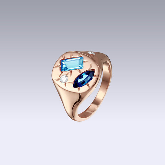 CACHETTE RING-sky topaz and london blue topaz