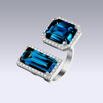 DOUBLE VELVET RING-london blue topaz