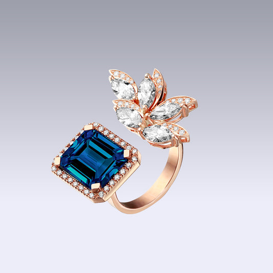 ICARUS RING-london blue topaz and diamonds