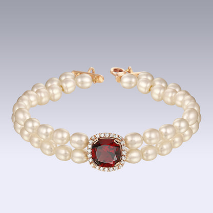 PEARL BRACELET-garnet