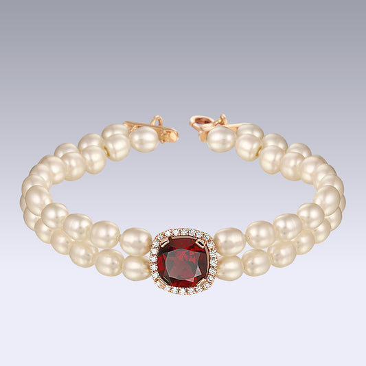 PEARL BRACELET-garnet