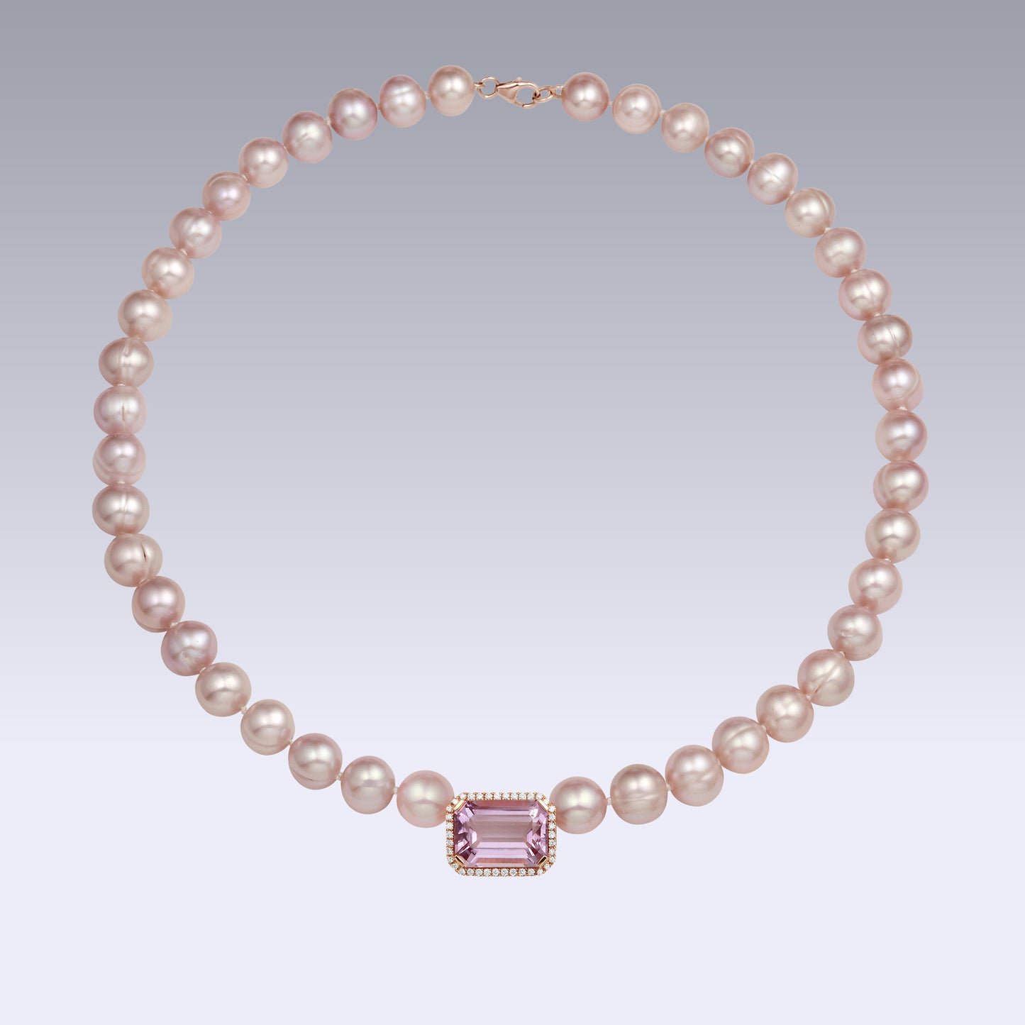 PEARL LAVENDER NECKLACE-pink amethyst