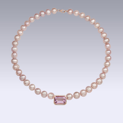 PEARL LAVENDER NECKLACE-pink amethyst
