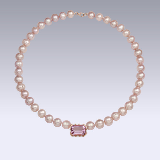 PEARL LAVENDER NECKLACE-pink amethyst