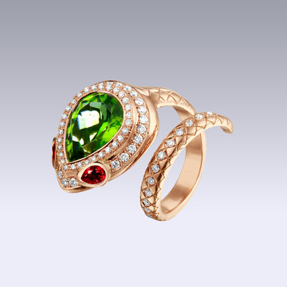 SERPENTE RING-peridot and ruby