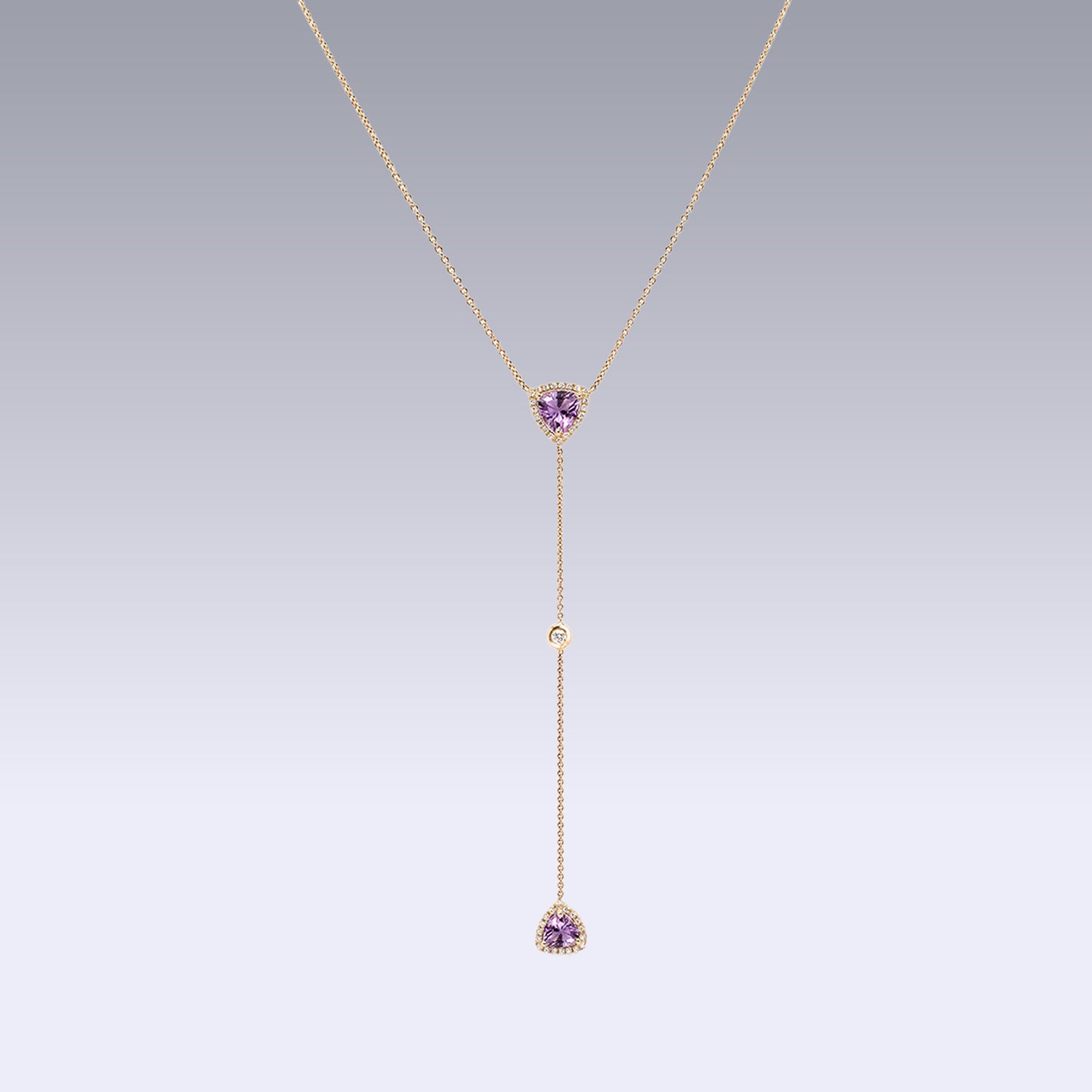 ISABELLE TRIANGLE NECKLACE-pink amethyst