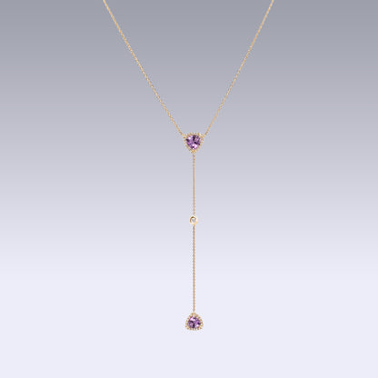 ISABELLE TRIANGLE NECKLACE-pink amethyst