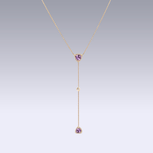 ISABELLE TRIANGLE NECKLACE-pink amethyst
